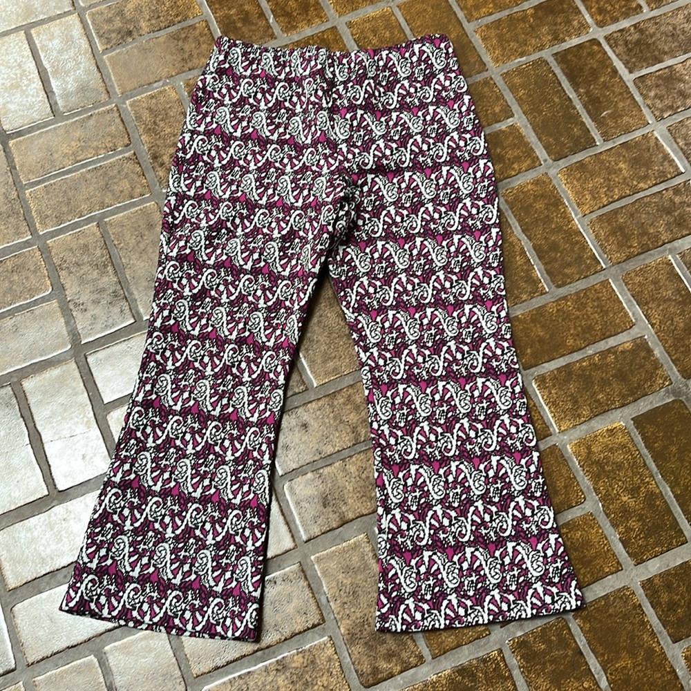 Vintage Maroon Black & Gray Printed High Waist Flair Leg Pant